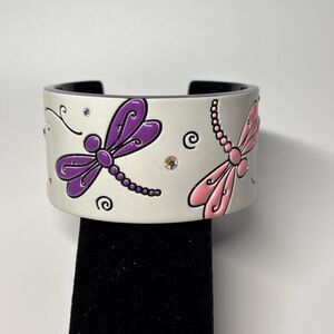 Dragonfly Cuff Bracelet in Purple and Pink